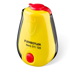STAEDTLER Noris 511 120 Sharpener for Pens up to 8.2 mm, Suitable for Left and Right-Handed Users, Ratchet Function, Point Stop Indicator, 12 Sharpener Boxes in Shelf-Ready Packaging