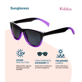 Kiddus Polarised Kids Sunglasses for Boys and Girls Sunglasses from 5 to 8 Years UV400 Protection Travel Accessories, 12