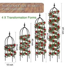 6 Feet Garden Trellis for Climbing Plants,1 Pack Garden Obelisk Trellis,Tall Tower Obelisk Climbing Plant Support,Rustproof Cucumber Trellis for Indoor&Outdoor