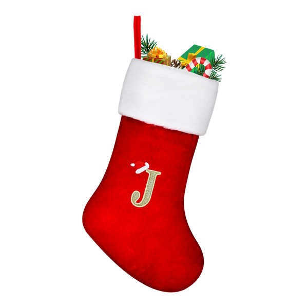 TOPWAYS Personalised Christmas Stocking Large 45 cm, Christmas Trees Santa