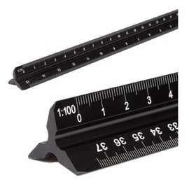 1 Pcs Meter Ruler Architectural Scale, Aluminum Triangular Scale Ruler Metric 1:20, 1:25, 1:50, 1:75, 1:100, 1:125 Standard 12 Inch for Architects, Students, Draftsman and Engineers