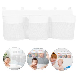 SHOWERORO Storage Organizer Bath Toy Holder Mesh Bag for Bath Toys Bath Storage Toy Bag Shower Net Bags Bath Games Organizer Bath Toy Storage Bath Organizer Bathtub White