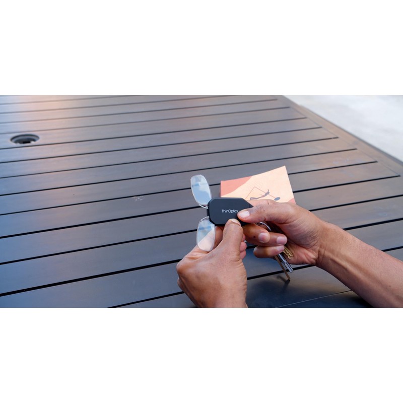 ThinOptics Keychain Readers Rectangular Reading Glasses, Black Case/Purple Frames, 44