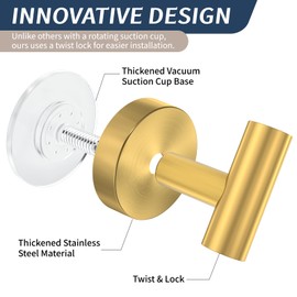 Ycxz Suction Cup Hooks for Shower,Heavy Duty No-Drill Shower Hooks for Inside Shower,Towel Hooks for Bathroom, Kitchen, Glass Door, Mirror,Tile