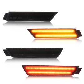 VANKUB 4 PCS LED Side Marker Lights Smoked Lens for Chevy Camaro 2010 2011 2012 2013 2014 2015, 5th Gen Camaro Front Rear Bumper Fender Marker Lamps, Amber & Red LED Side Marker Reflectors Lights