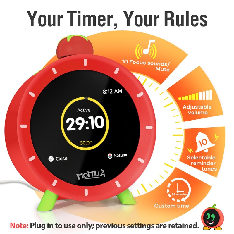 MOMILLA Kids Alarm Clock for Bedrooms, Colorful Display 7-Day Programmable