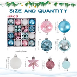 Gukasxi 42Pcs Christmas Baubles, Christmas Ball Ornaments for Christmas Tree Decoration, Light Blue & Pink Shatterproof Christmas Tree Hanging Balls Set, Christmas Holiday Wedding Home Party Decor