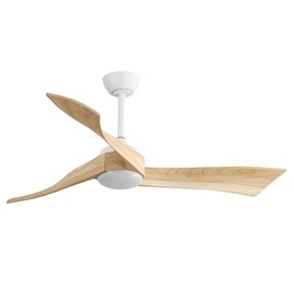 Zaboro Modern Ceiling Fans with Lights, 52" Ceiling Fan with 3 Solid Wood Blades, Reversable DC Motor for Bedroom/Living Room/Porch/Patio/Rustic/Farmhouse/Study, Matte White