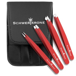 Schwertkrone Tweezers Eyebrow Plucking Set of 4 Splinter Tweezers