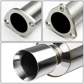 Auto Dynasty 4 inches Rolled Muffler Double Walled Tip Cat-Back Exhaust System Compatible with 1992-2000 Honda Civic Coupe Sedan EX, Stainless Steel