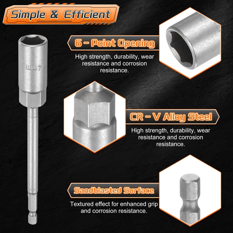 sourcing map 3pcs Nut Driver Drill Bit 14mm Metric Impact