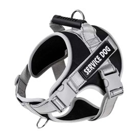 AiTodos® No Pull Dog Harness L, Black and Grey, Tactical Harness for Dogs, Adjustable and Breathable Easy to Put on for Medium Large Dogs, Durable Reflective Vest