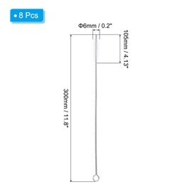 PATIKIL 11.8" Straw Cleaner Brush Set, 8Pcs 0.2" Diameter Stainless Steel Nylon Pipe Wire Cleaning Brush with Hook for Lab Glass Supplies Flask Tube Water Bottles, White