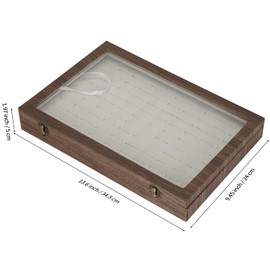 KUKUVR 100 Slots Ring Organizer Display Tray, Velet Jewelry Ring Stud Earring Holder Storage Box with Transparent Lid for Store Display Home dresser storage (Wood Style)