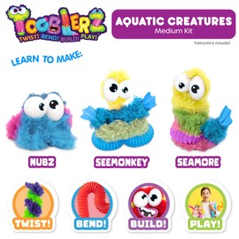 WeVeel TOOBLERZ Aquatic Creaturez Medium Set – 12-Piece Mix-and-Match Craft Kit for Kids – Includes Fuzzy Chenille Sticks, Fidget Tubes & Character Accessories – Creative Toy for Ages 6+