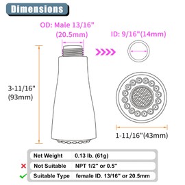 Angle Simple Kitchen Sink Sprayer, Faucet Head Replacement, Stream Spray and Pause Mode, Matte Black