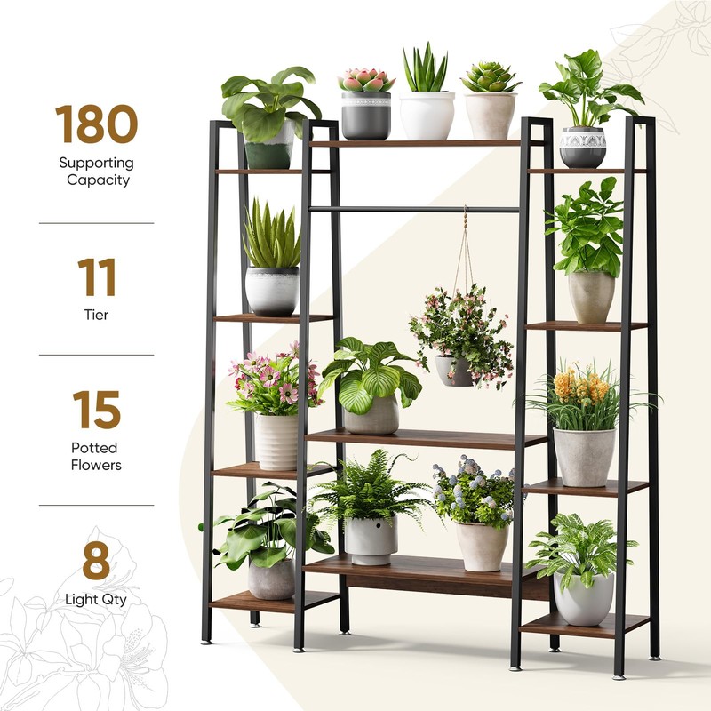 OTDMEL 55" Large Plant Stand Indoor with 8 LED Grow