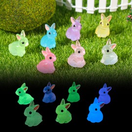 70Pcs Easter Mini Resin Bunny Glow in The Dark Mini Resin Animals Tiny Little Small Resin Rabbit Bunnies for Dollhouse Accessories Micro Fairy Garden Decor Easter Egg Fillers Party Favors, DIY Craft