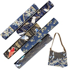 Cotton Fabric, Pack of 5 Red Japanese Style DIY Patchwork Fabrics Package for Fabric Scraps for Sewing Craft Decorations 50 x 50 cm (Dark Blue)