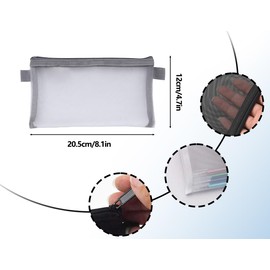KAPSING Pack of 3 Transparent Pencil Case, Three Colours, Nylon, Transparent Mesh, Zip Pouch, Pencil Case, Portable Stationery Case for Students, Adults, Black, grey and white, briefcase