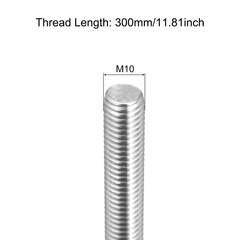 sourcing map Fully Threaded Rod M10 x 300mm 1.5mm Thread