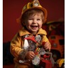 DolliBu Brown Rhino Firefighter Stuffed Animal with Name Personalization -