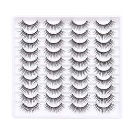 Azenlo False Eyelashes 20 Pairs Wispy Lashes Faux Mink Lashes 14mm 3D Fluffy Cat Eye Lashes （style 20-058)