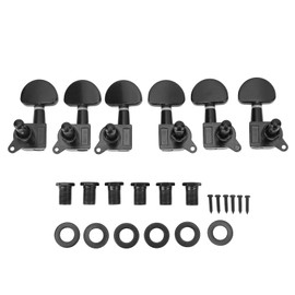 3R3L Guitar Locking Tuners Semicircle Head Heavy Duty Internal Gear Bevel Angle String Tuning Pegs Black