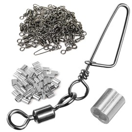 Volein Decoy Crimp Swivel Snap Set, Decoy Crimping Snap Swivels Tools, Decoy Line Crimps Ball Bearing Swivels, Texas Rigs Tools for Duck Goose Decoys Hunting（150-Pack