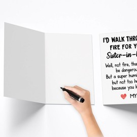 popmazing Funny Sister-In-Law Card - I'd Walk Through Fire For You Sister-In-Law Card - Best Sister-In-Law Card - Cool Birthday Christmas Card