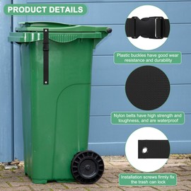M METERXITY 1-Set Trash Can Locks for Animals, 17 Inch Buckle Type Raccoons Bear Proof Garbage Strap for Out Door Garbage Can, Lid Garbage Can Lock Easy to Install [Black]