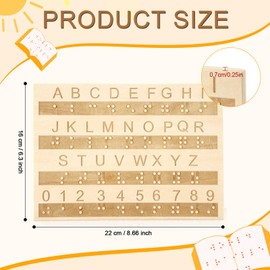 Braille Alphabet Board Wooden Braille Fingerboard, Engraving Raised Dots Braille Alphabet Chart Number Board Small Portable Tools Creative Escape Room Game Teaching Suitable for The Visually Impaired