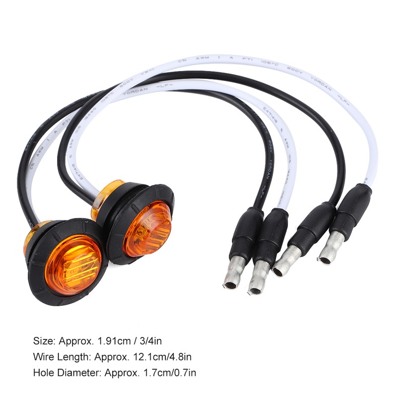10pcs 3/4in LED Side Marker Light Clearance Lamp with DC