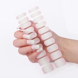 NKA Semi-Cured Gel Nail Strips Kit, 20 Strips in 10 Sizes – Quick & Easy Application – Cures in 60 Seconds – Includes Mini File, Cuticle Stick & Prep Pads – Long-Lasting, Ombre Pink