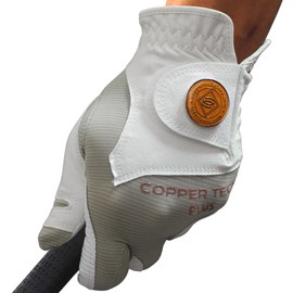 Copper Tech Men's Golf Gloves - Optimal Wrist Support with Copper Infused Thread - 100% AAA Synthetic Tacky Leather - Perfect for Summer & Fall Golfing - Golf Gloves Men (Hand Orientation: Both Hand)