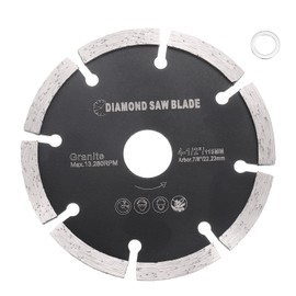 HARFINGTON Diamond Saw Blade 4.5" Dia 7/8" Arbor Circular Cutting Wheel with 7/8" to 5/8" Arbor Adapter Reducer Ring for Masonry Tile Marble Ceramics Concrete Cement Bricks, Black