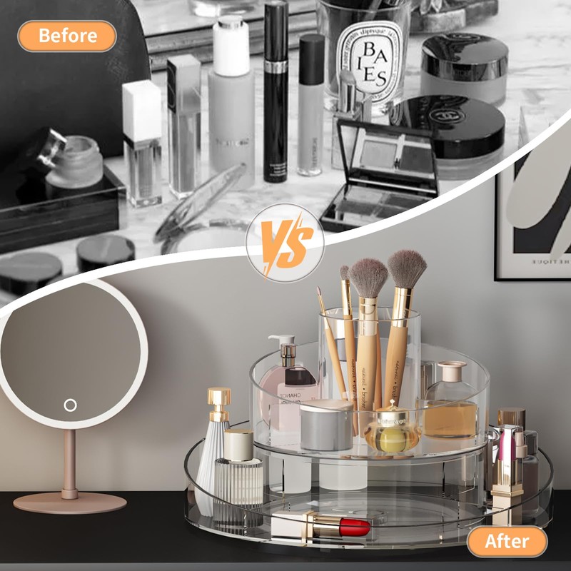 Molutsody Makeup Organizer for Vanity, Cosmetic Display Case with Drawers,