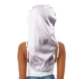 Sent Hair Extra Long Satin Bonnet Silky Sleep Cap for Women, Double-Layer Long Hair Bonnet with Tie Band for Braids/Curly/Long Hair - Lilac Purple