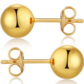 Ball Earrings Silver Ball Stud Earrings for Women Yellow Gold Ball Studs Sterling Silver Ball Earrings for Men 8MM Jiahanzb