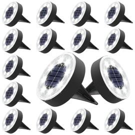 Joomer Solar Ground Lights, 16 Pack 8 LED Solar Lights Outdoor IP68 Waterproof Disc Light In-Ground Landscape Lighting Outdoor for Patio Pathway Lawn Yard Driveway Walkway (Blue)