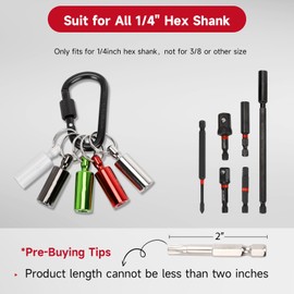 Magenetic Suction V2ine 5Pcs Strong Rare-Earth Magentic Bit Holder Keychain for 1/4 Hex Shank Screwdriver Bits Extension Bar