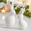 Pawliss Easter Decorations: Elegant White Ceramic Bunny Figurines Set of