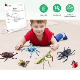 Bug Toys Figurines VOLNAU 12PCS Insect Animal Figures for Kids Toddlers Christmas Gifts Decorations Educational Bee Beetle Mantis Spider Ladybug Butterfly Plastic Model