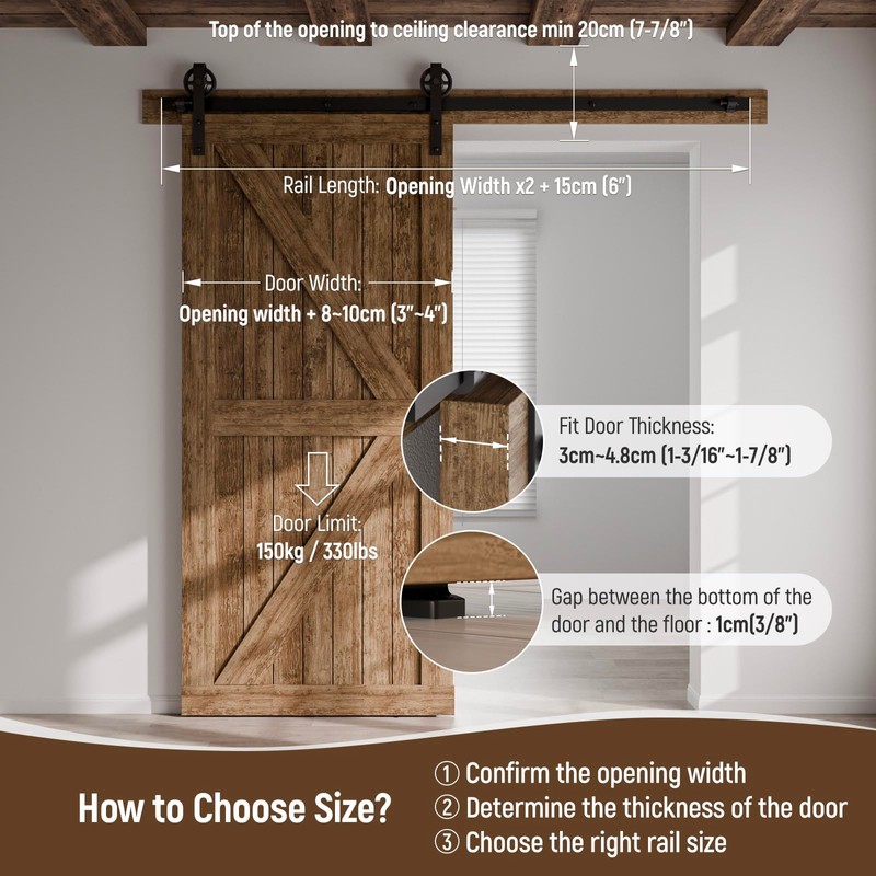 CCJH 4-20FT Sliding Barn Door Hardware Kit Closet Cabinet Track
