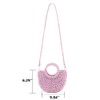 QTKJ Mini Semi-circle Rattan Straw Handbags, Hand-woven Women Summer Retro