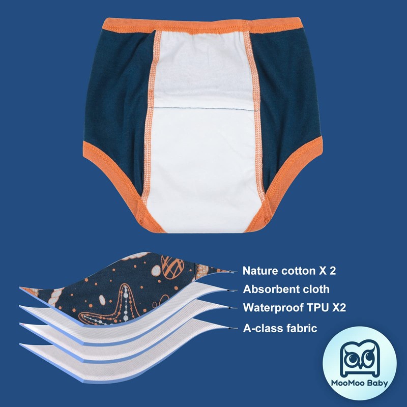 MooMoo Baby 8 Packs Potty Training Pants Cotton Absorbent Training