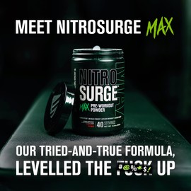 Jacked Factory Nitrosurge Max High Performance Pre Workout Powder - Pre Workout w/Nootropic Ingredients for Intense Focus, Pumps, Smooth Energy, Endurance - 40 Servings, Electric Blue Raspberry