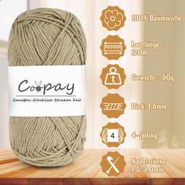 Coopay Soft Wool for Crochet and Knitting, Crochet Yarn 6 x 50 g (300 g), Wool, Perfect for Socks, Baby Clothes, Blankets, Scarves - Grey Blue