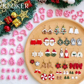 KEOKER Christmas Clay Cutters, Christmas Clay Cutters for Jewelry Making, 32 Clay Cutters Shapes Christmas, Snowflake Clay Cutter for Earrings (All 2)