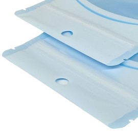 Blue with Clear Window & Hang Hole Glossy Self Sealing Packaging Smell Proof Bags for Food Storage Bulk Small Business Home Use Jewelry Beauty Candies Treat Party Favor (100, 3.94 inch x 7.87 inch)